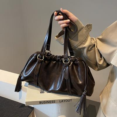 Underarm Commuting Bag for Women, Large Capacity  New Autumn and Winter Casual Retro Pleated Single Shoulder Handbag