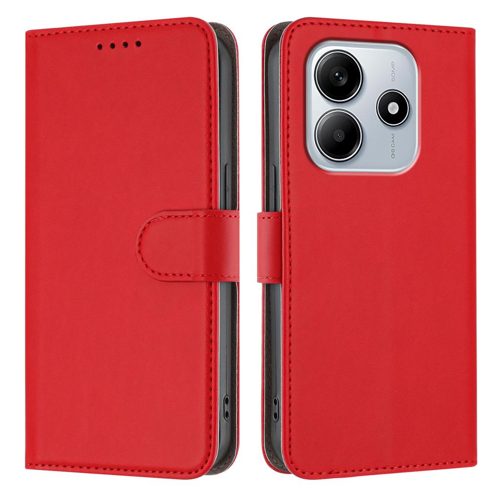 For Xiaomi Redmi Note 14 4G (163.25mm) Leather Case Solid Color Phone Cover with Wallet