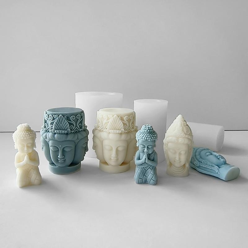 Soška Buddhy Svíčka Silikonová forma 3D postava Aromaterapie Sádrové formy Ručně vyráběné Mýdlo Pryskyřice Formička DIY Dort Čokoláda