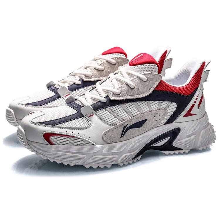 Li Ning Trendy Low top Running Shoes Men's White Blue Red ARLQ009-3