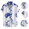 Men Shirt Ink Painting Single-breasted Summer Hawaiian Turndown Collar Top for Party