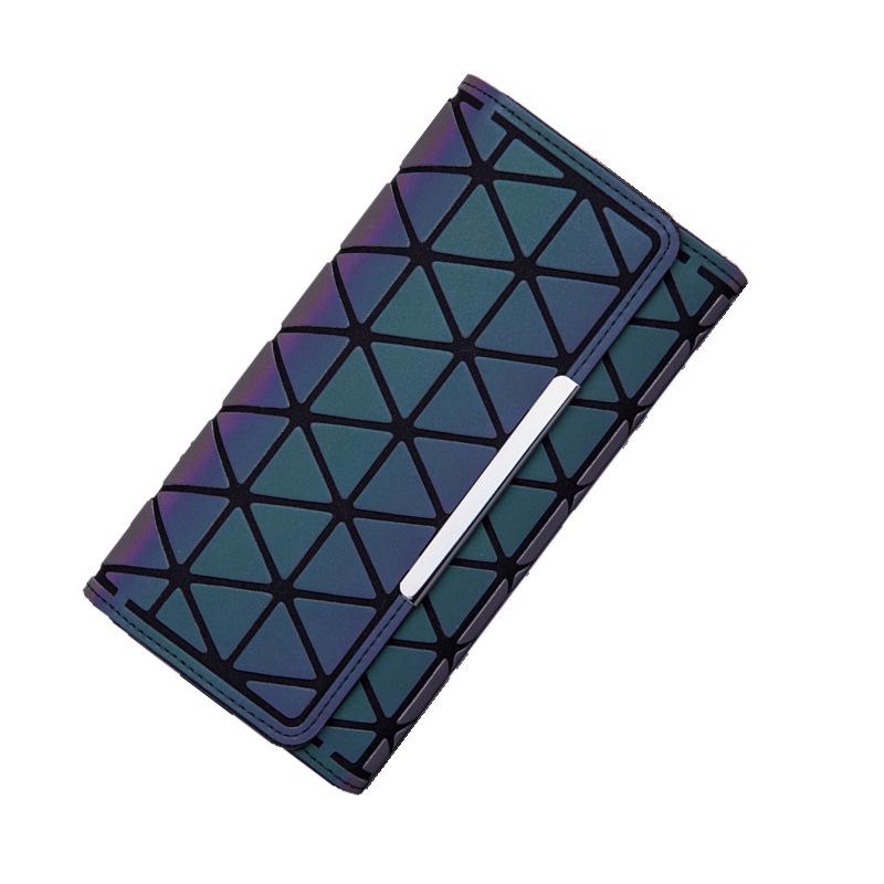 Portafoglio di marca Pochette da donna Portafoglio lungo luminoso Portamonete con reticolo geometrico a reticolo femminile