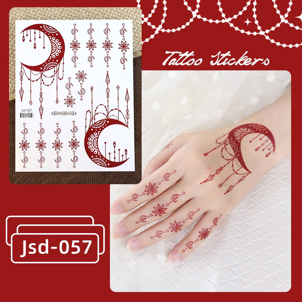 Whitening Red Henna Lace Mandala Flower Waterproof Temporary Tattoo Stickers for Women