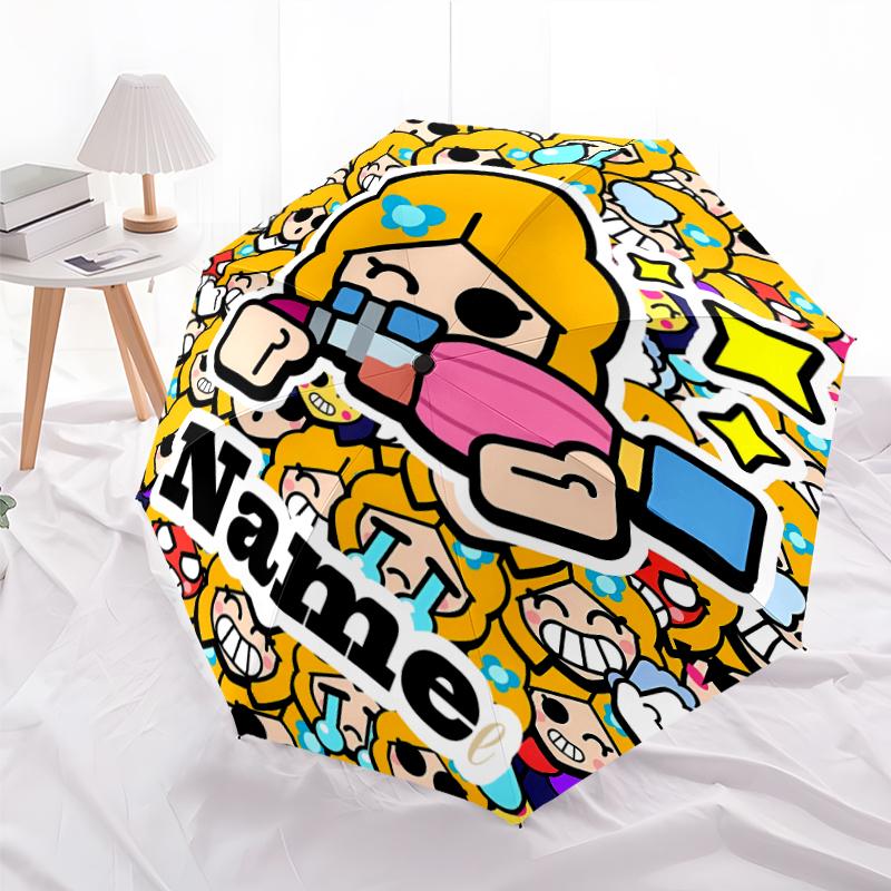 Personalized Name B-Brawl Stars Print Umbrella - Automatic Open/Close, Eight-Rib Durable Frame, Automatic Folding Umbrella