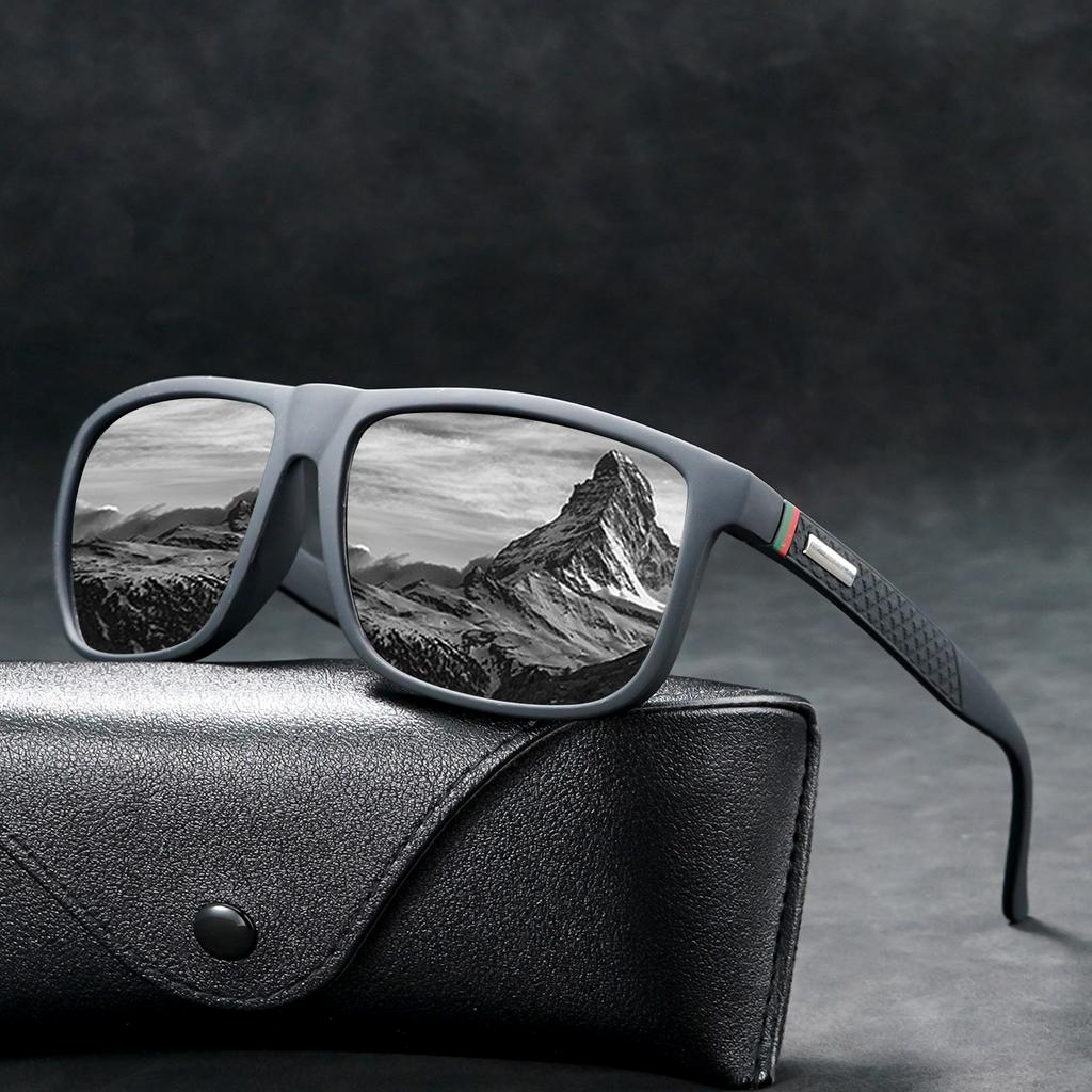 Latest High-quality Fashion Retro Square Unisex Polarized Sunglasses For Driving, Fishing, Traveling, With Glasses Case