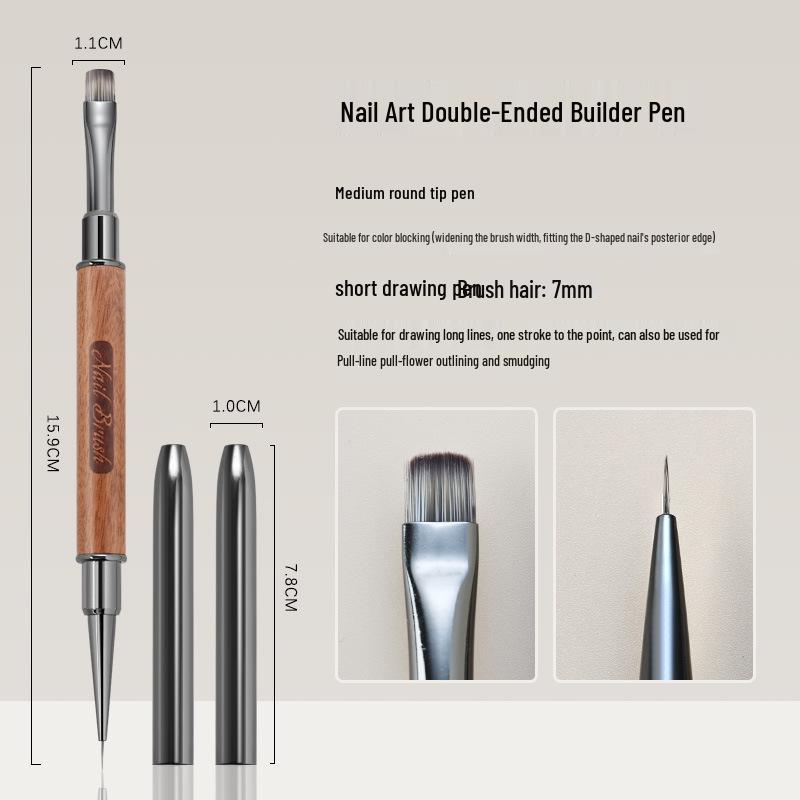 

Двусторонняя кисть для нейл-арта: Многофункциональный лайнер и билдер с круглой головкой, японская ручка-базовое покрытие, идеально подходит для нейл-арта.