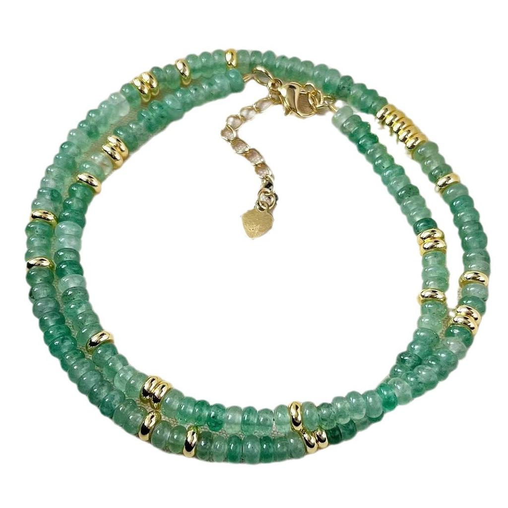 Naturstein Aventurin Jade Fliegende Untertasse Perlenkette für Damen Sommer Vielseitigkeit High-End Nische Schlüsselbeinkette