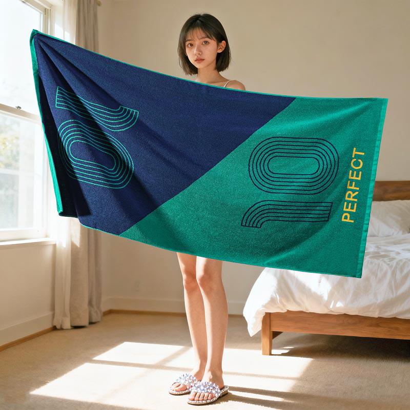 Large Grade A Yarn-Dyed Jacquard Cotton Bath Towel - Thick, Absorbent, Adult Style