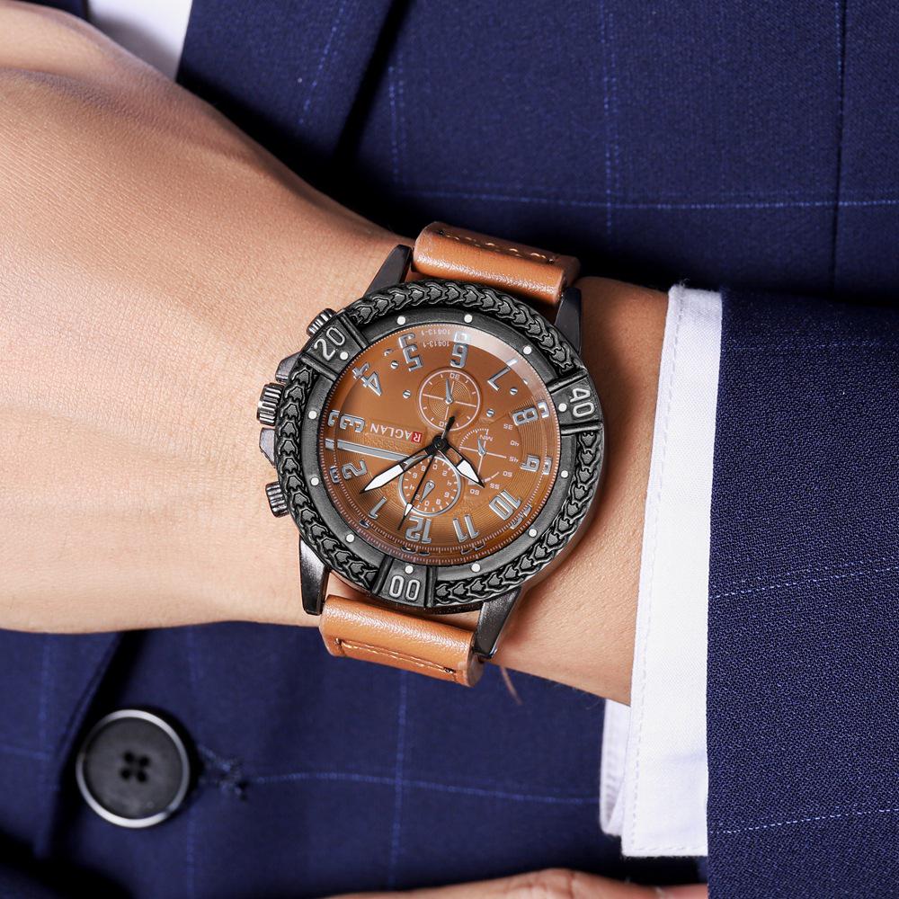 New Casual Men's Quartz Watch – Retro Sports Design with Silicone Strap, Black and Blue