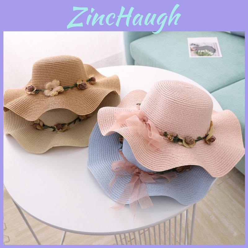 Summer Wide Brim Sun Hat For Women With Breathable Paper Material And Flower Design For Beach And Outdoor Travel
