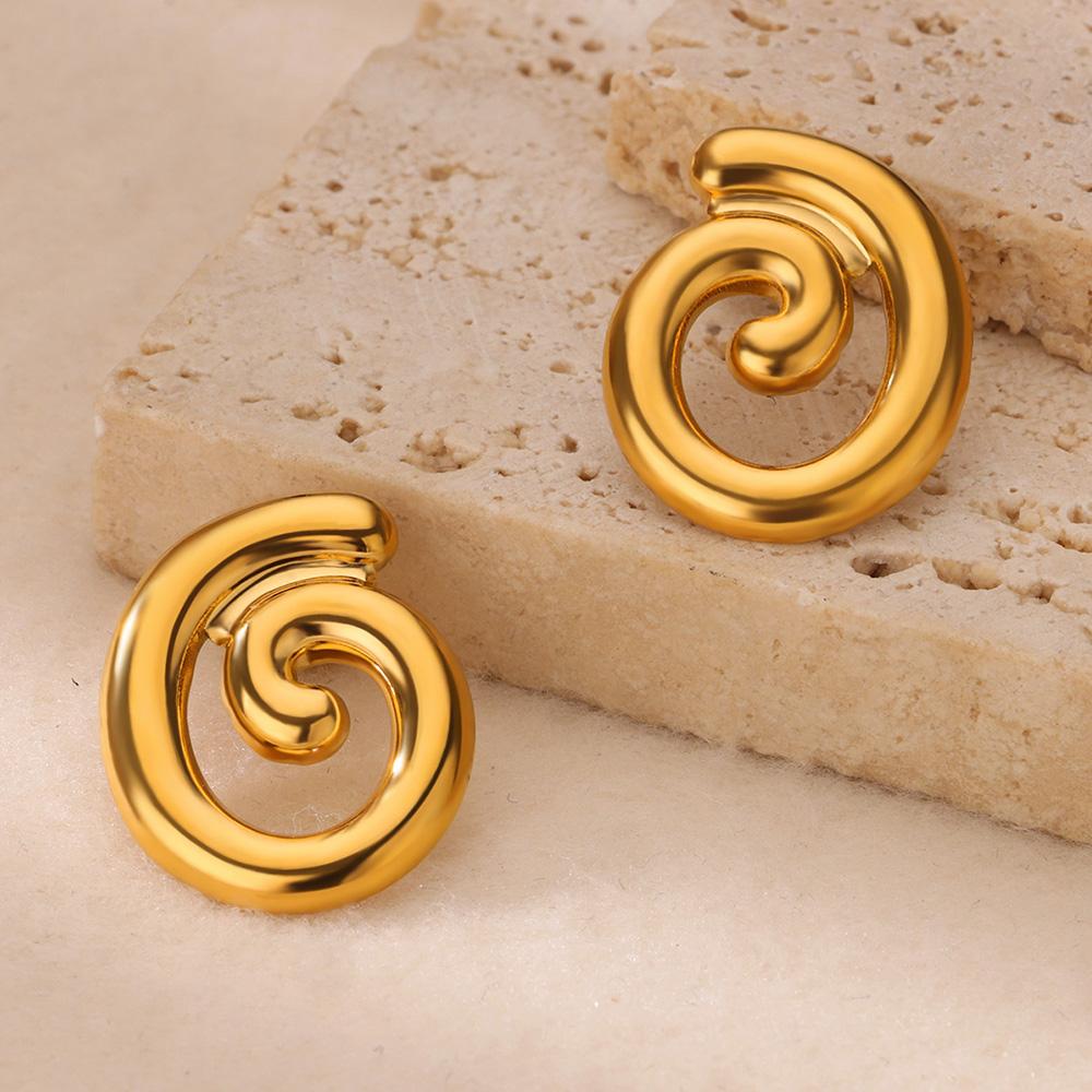 Stainless Steel Earrings for Women Twist Circle Stud Earring 2024 Trend Luxury Classic Elegant Piercing Ear Zircon Gift aretes