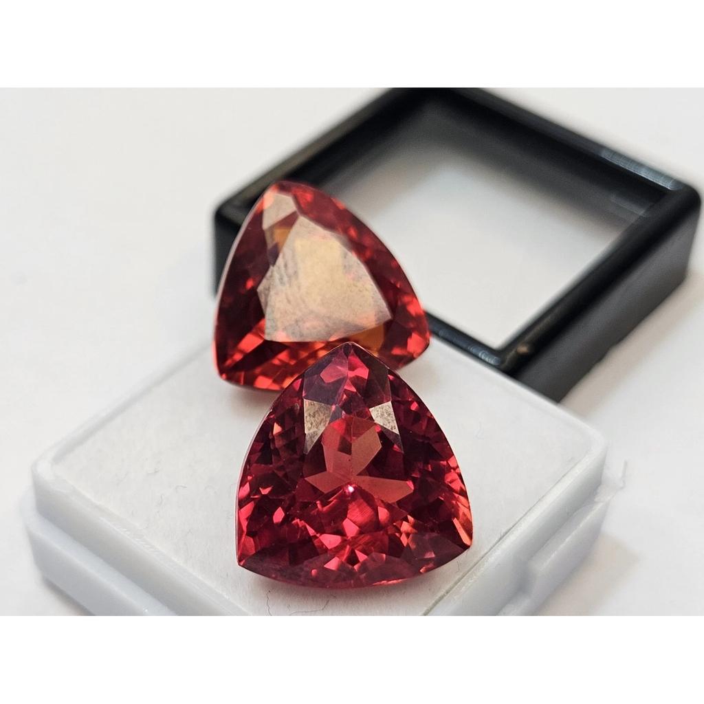 Trillion Cut Mexican Fire Opal 30-31 Ct Pair Beautiful Certified Loose Gemstone