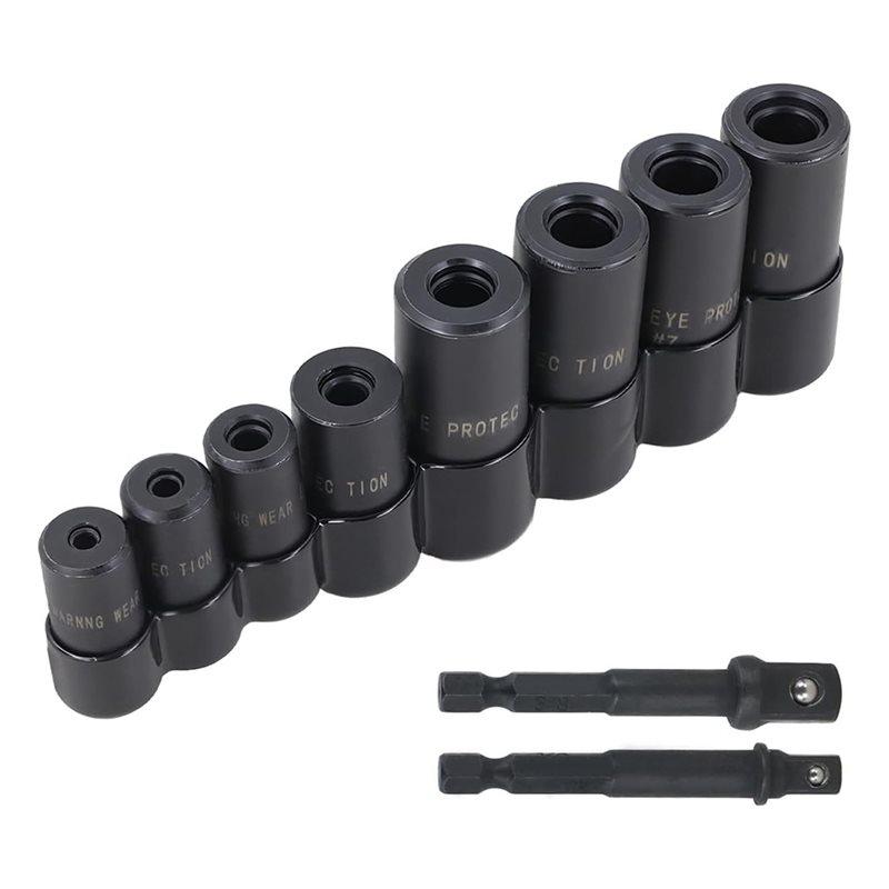 

ABMH-70500 Tap Socket Set 8 Pcs Use With 1/4 & 3/8 Drive, Fit MCTI Standard Tap (1/2 & 1/8 NPT, Up To 12Mm Metric) чорний