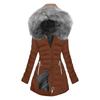 Women's Long Sleeve Hooded Padded Jacket with Zipper Pockets