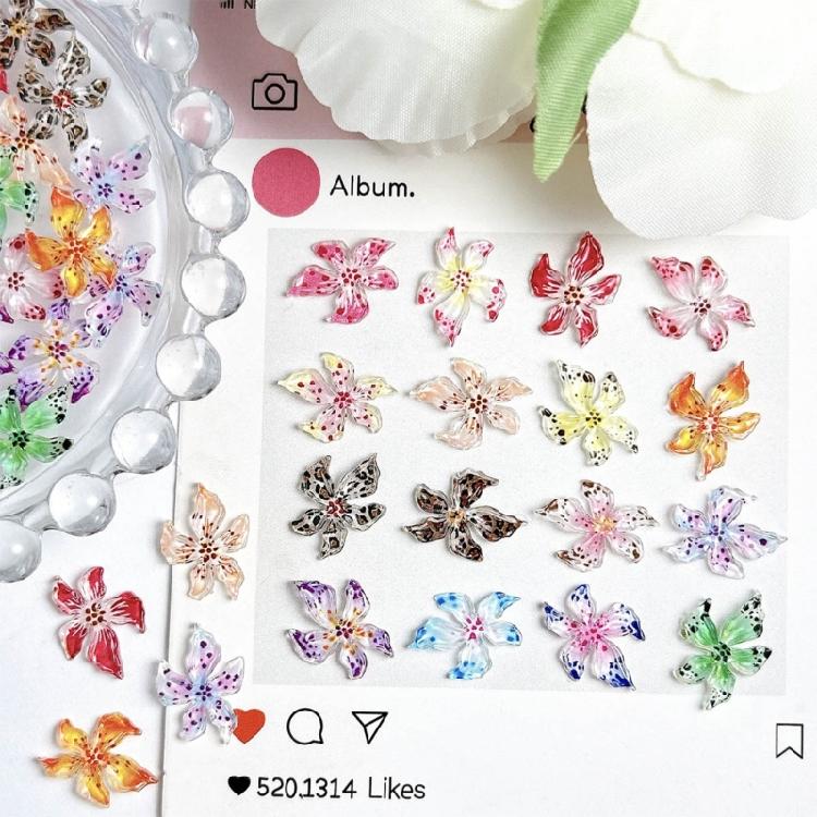 20PCS Hawaii Flower Nail Charms 3D Hibiscus Resin Fashionable Nail Accesories for Women’s Summer Nail Art and Decoration