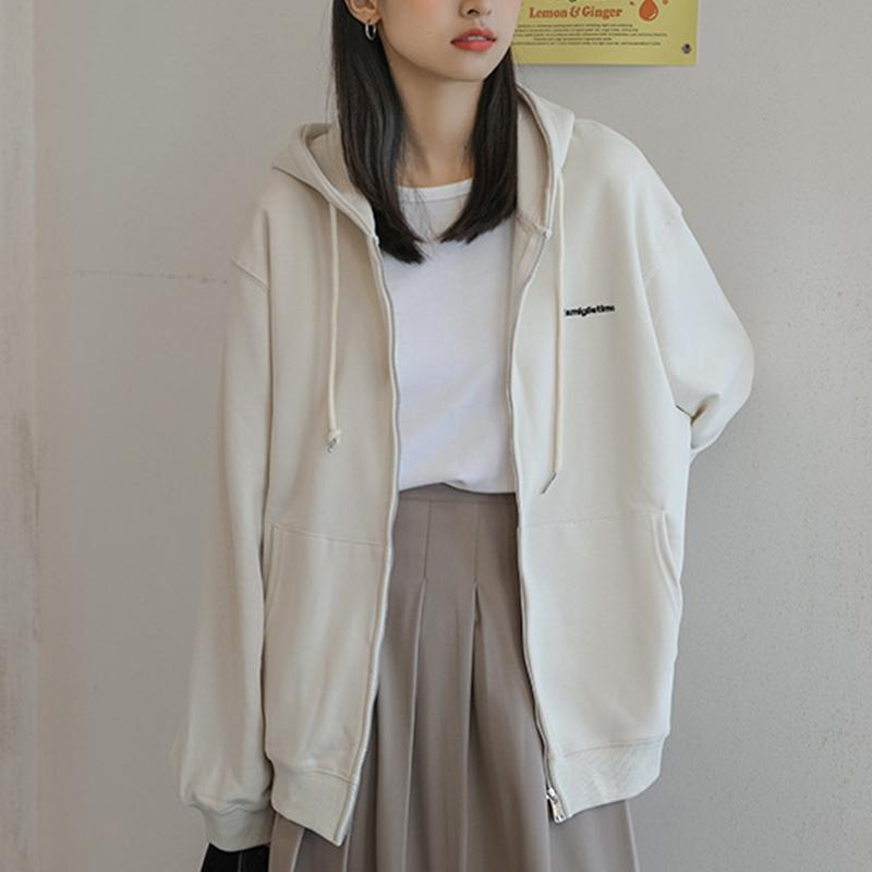 Sweatshirt Damen Letter Hooded Cardigan Lose Freizeitjacke Top