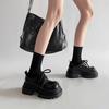 British Style Platform Loafers Women's 2025 Spring New Small Leather Shoes Lace-up Thick Heel Small Height Increase Single Shoe Trend