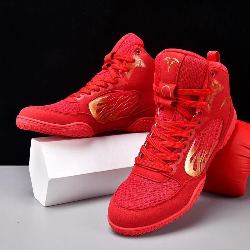 Neue zweifarbige High-Top Gewichtheberschuhe, Ringerschuhe, neue Boxschuhe, grenzüberschreitende Übergrößen-Schnür-Gewichtheberschuhe