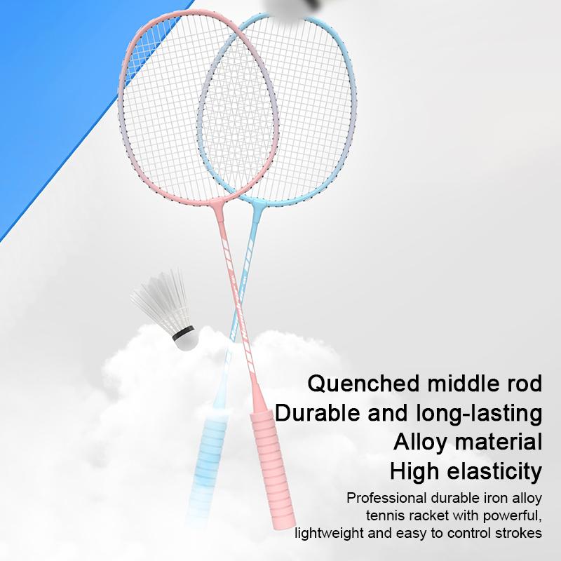 Double Badminton Racket Set For Adults With Durable High Elasticity Good Looks Foam Handle Feathers Professional Defensive