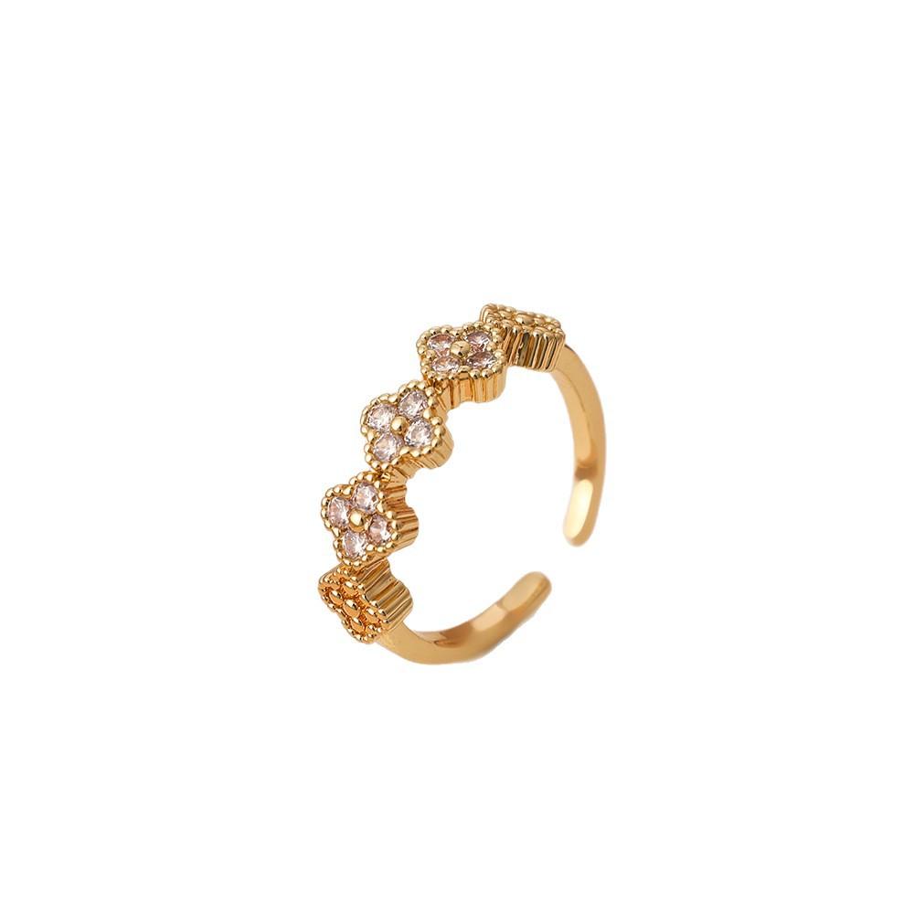 Four-leaf Clover Ring Subtly Luxurious and High-end with A Fade-resistant Finish Open and Adjustable Design Perfect for Women