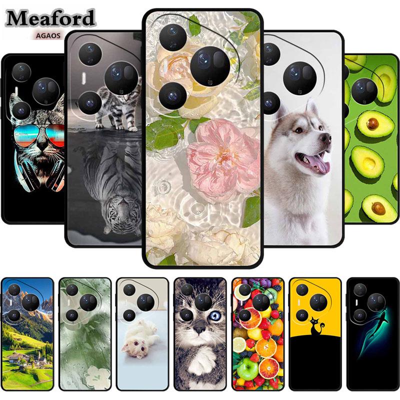 Cover For Huawei Pura 80 Pro Plus Silicone TPU Phone Case for Pura80 pro+ 80 Ultra Para Black Back Soft Protector Cartoon Capa