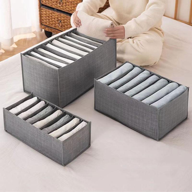 Household Fabric Pants Organizer Drawer Divider Jeans Underwear Storage Box Closet Wardrobe Clothes Sorting Holder Bin