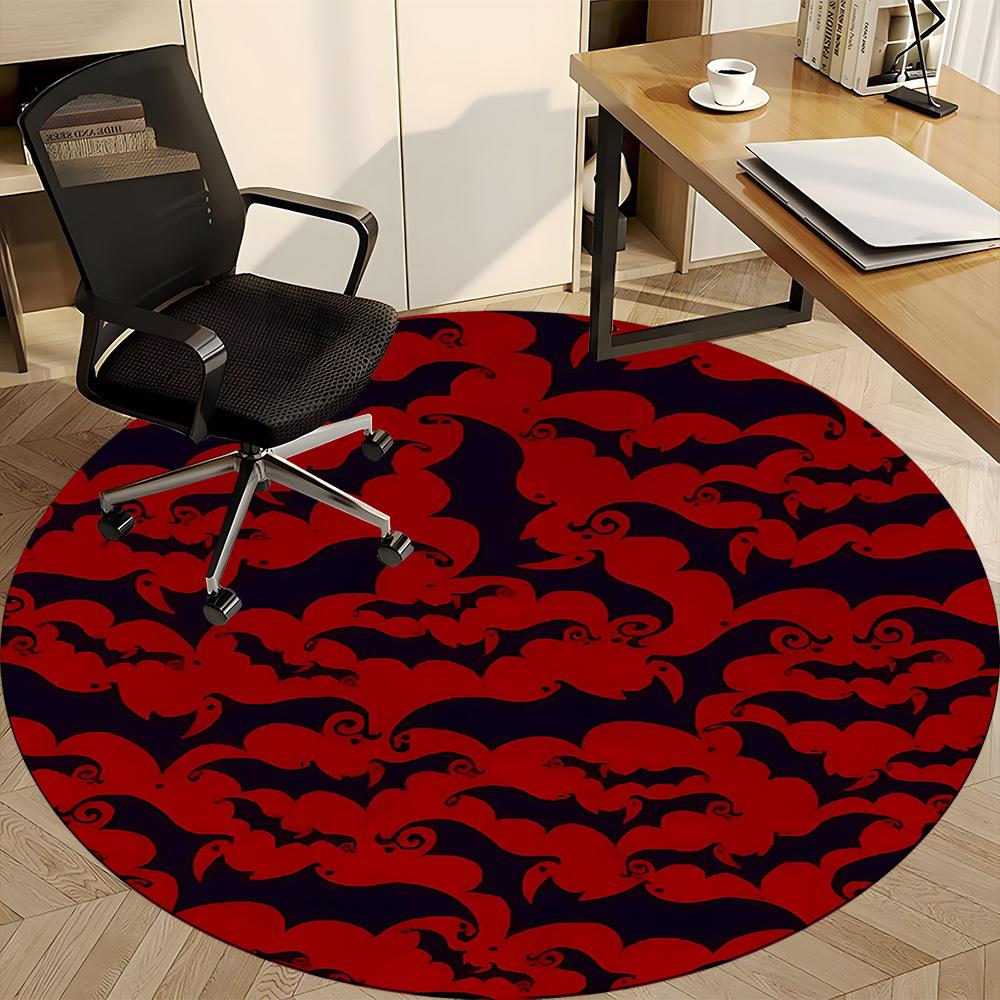 1PC Bat Swarm Office Round Area Rug, Mat Suitable For Office, Under Office Chairs Bedroom Living Room Home Decor, Room Deco