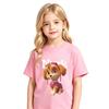 Girls' Cartoon Anime Print Short Sleeve Cotton T-shirt