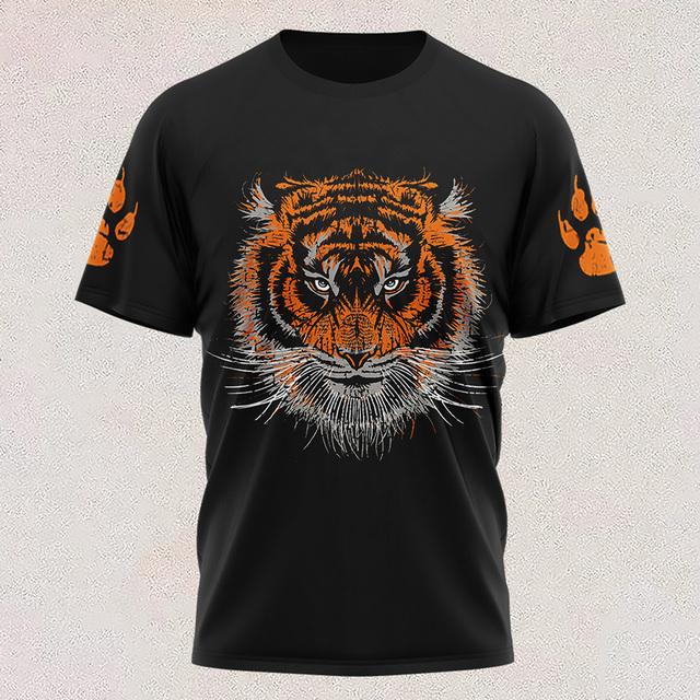 New T Shirt Full-color Tiger Head Short-sleeved Cool T-shirt Round Neck 3d Printed Casual Short-sleeved Shirt Oversized Clothing