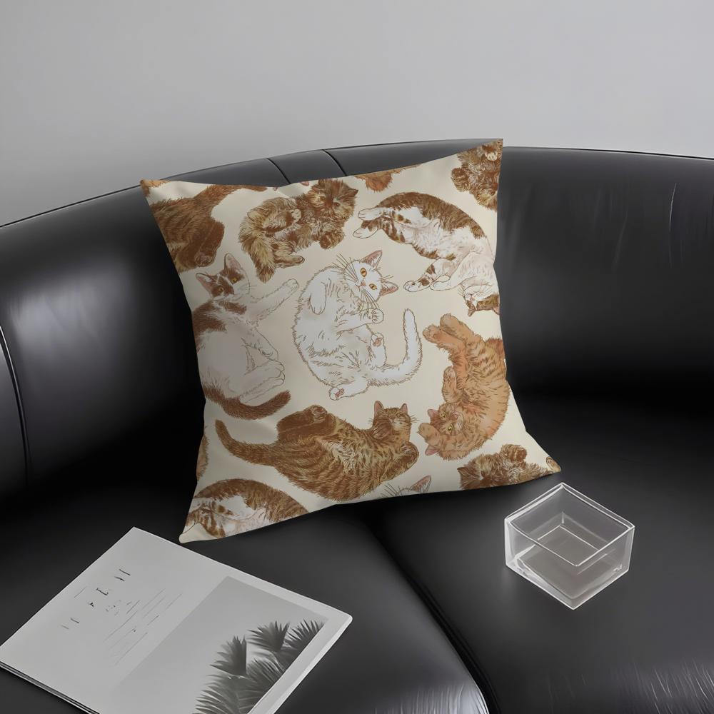 Cute Cat Cushion Cover Pillowcase Ultra Soft Skin Friendly Fabric Cloud Like Comfort & Concealed Zipper