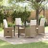 VidaXL 5-Piece Garden Dining Set with Cushions Beige Poly Rattan 3379655