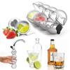 4 Hole Ball Bar Ice Box Round Mold Sphere Large Tray DIY Mould Maker Access Ice Cube Makers Whiskey Cocktail DIY Ice Moulds