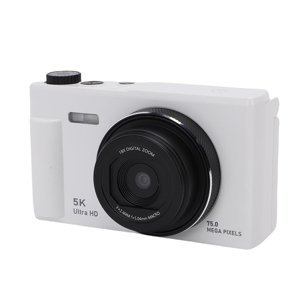 Digital Camera 5K 75MP 18X Zoom Autofocus Vlog Camera with 2.8 Inch 180 degrees  Flip Screen for Travel