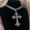 Cross Necklace Silver Color With Crystals Gothic Crucifix Symbol Unisex Jewelry