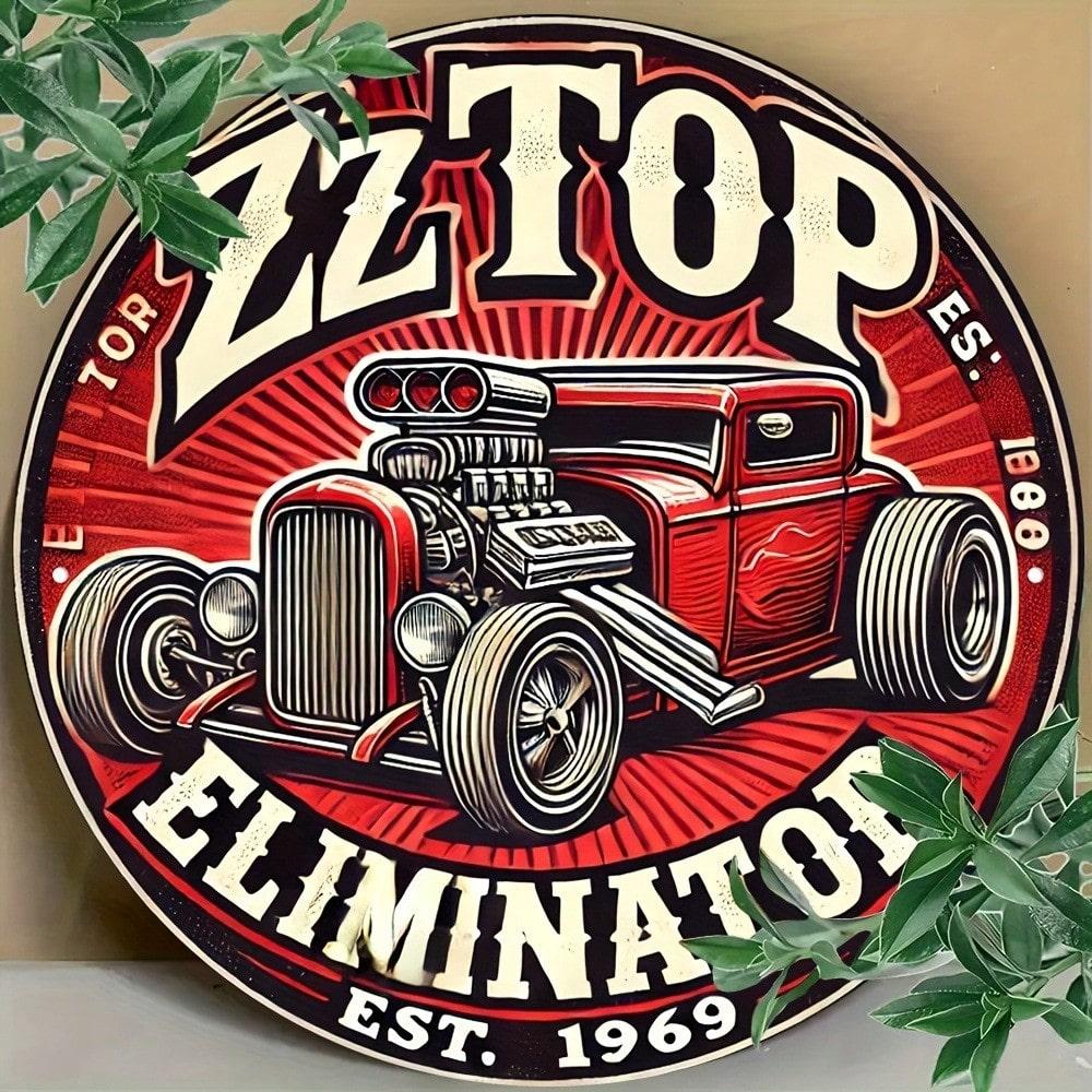 

ZZ Top Eliminator Винтажная Металлическая Вывеска Хот-Род Ретро Декор Гаража Алюминиевое Настенное Искусство 20x20