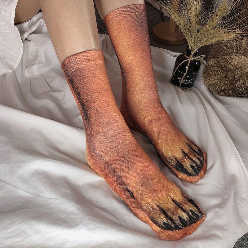 1 Par Creativo Divertido Perro Mono Pollo Cerdo Pata Novedad Calcetines Unisex Adulto Impresión 3D Animal Pata Calcetines Broma Regalos de Navidad