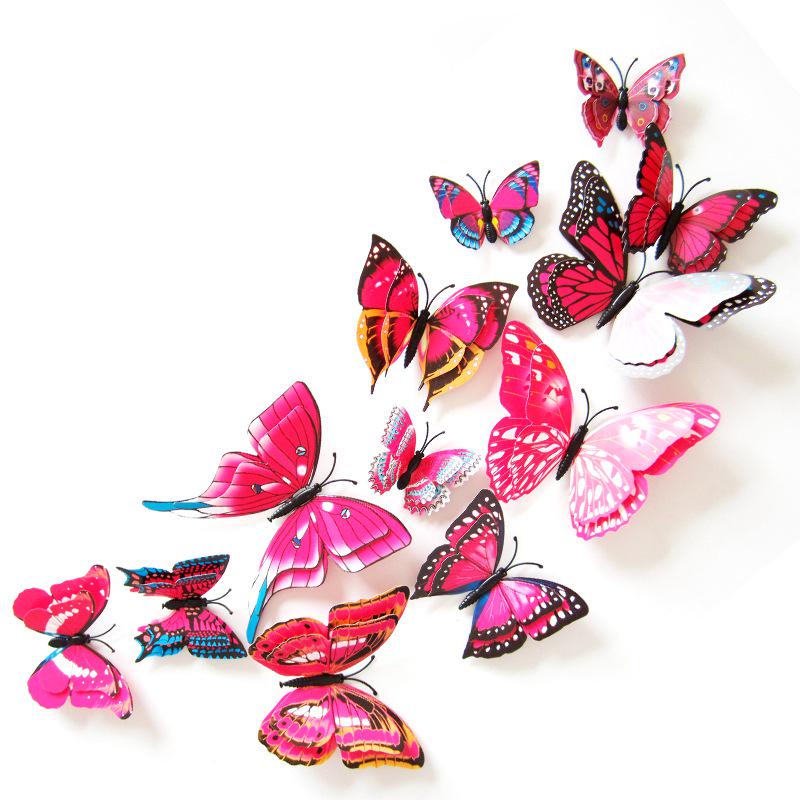 12pcs 3D Butterfly Wall Stickers DIY Art Decor Decals Craft Mural Sticker Decoration for Home Baby Live Room Party Kids Birthday