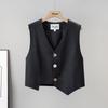 Damen V-Ausschnitt Kurzer Anzugweste mit unregelmäßigem Saum