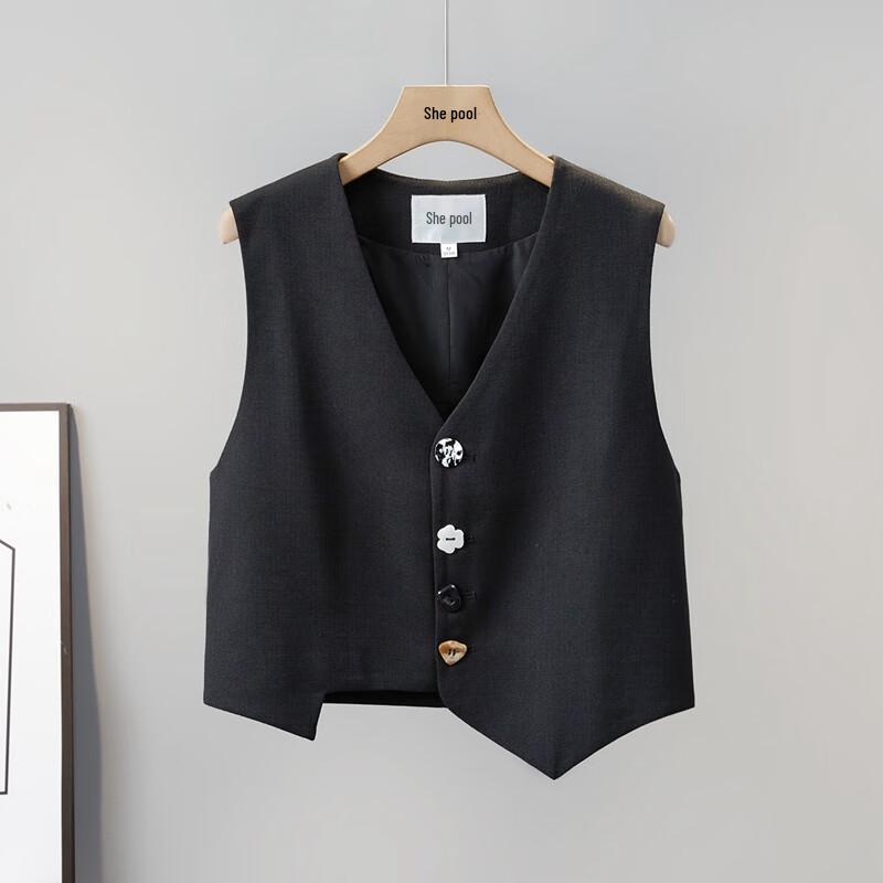 Dámská krátká vesta s výstřihem do V a nepravidelným lemem