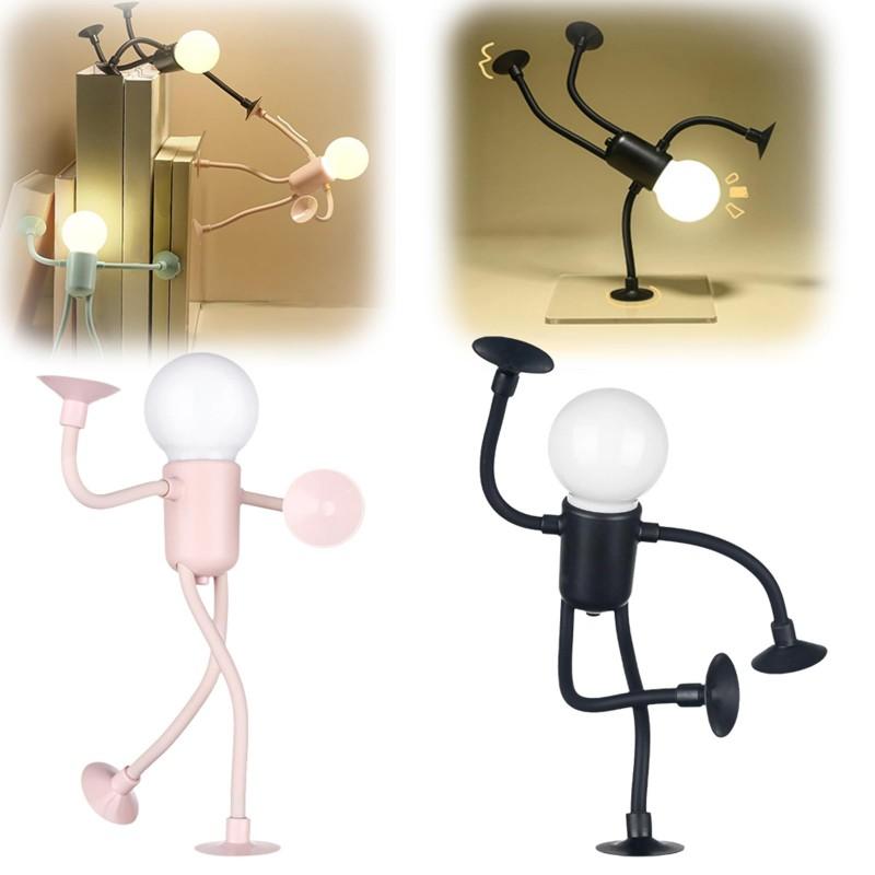 Changeable Shape Funny Sportsman Night Light Versatile Mini Lamp Button Battery Desk LampLed Small Night Light Decoration Vacuum Adsorption