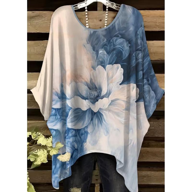 Elegant Boho Print T-Shirt for Plus-Size Women