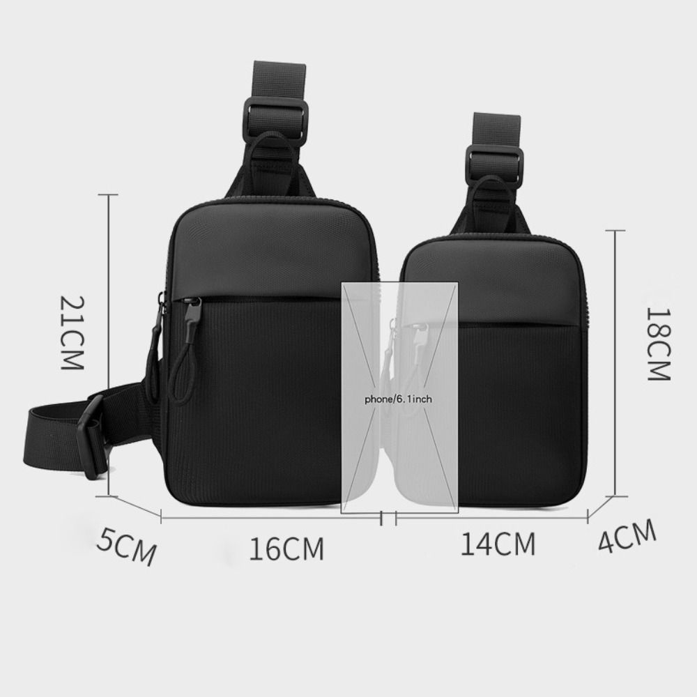 Casual Oxford Men's Chest Bag Black Zipper Sports Phone Bag Lightweight Large Capacity Travel Purse