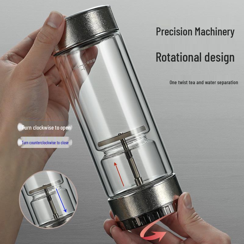 Exquisite Men's Double-Layer Titanium Insulated Tea and Water Separation Cup – Thickened, Anti-Scald, Luxury Gift