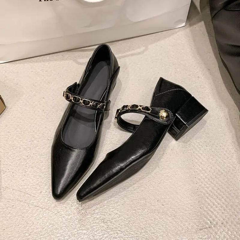 

Модная летняя женская обувь с острым носком, женские каблуки, модные повседневные кроссовки, туфли с мелким вырезом, 2025, туфли на каблуке, новые милые 35 чёрный