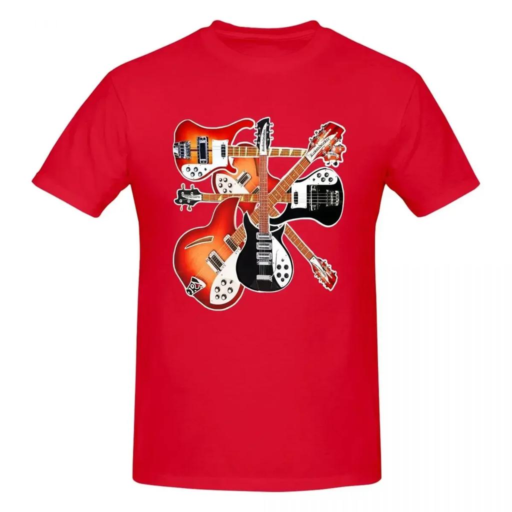 Rickenbacker Gitarre Celebration Abstrakte Kunst Collage 100% Baumwolle T-Shirt Unisex Mode T-Shirts Unisex Rundhals Kurzarm