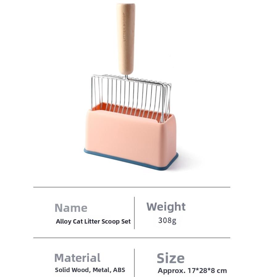 Cat Litter Scoop Set Long Handle Sifting Litter Box Scoop with Stand Pet Shovel for Kitty Waste Cat Toilet Cleaning Tools