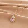 Pink Zirconium Rabbit Necklace Female Personality Trend Versatile Inlaid Zircon Pendant Chain