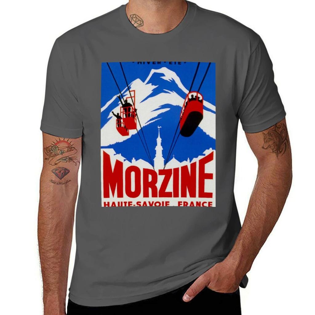 Morzine Frankreich Vintage Skiposter T-Shirt Weiches Lässiges Kurzarm Baumwoll-T-Shirt