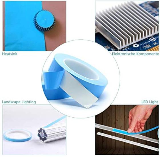 GLOTRENDS Thermal Conductive Double-Sided Tape: High Temperature Resistance, High Viscosity, Long-lasting Adhesion. Suitable for Heat Sinks, LED