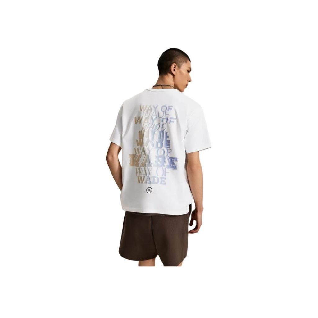 Li-Ning Printed Letter Round Neck Loose Fit Short Sleeve T-Shirt Men Tops White AHSU361-4